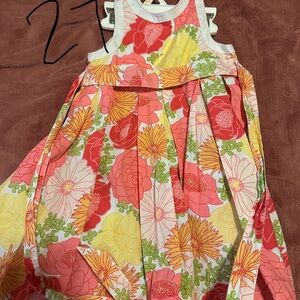 Floral Kids Dress in Red, Pink, and Yellow